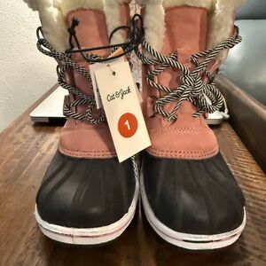 Cat & Jack Pink and Black Kids Snow Boots